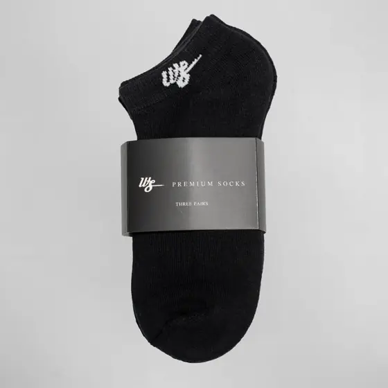 WS No Show Socks 3 Pack Black